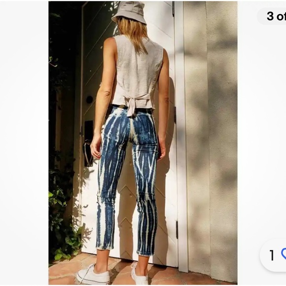 MOTHER Denim The Dazzler Mid-Rise Ankle Tie-Dye Jeans Sz 26 - Picture 3 of 7